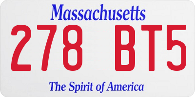 MA license plate 278BT5