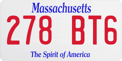 MA license plate 278BT6