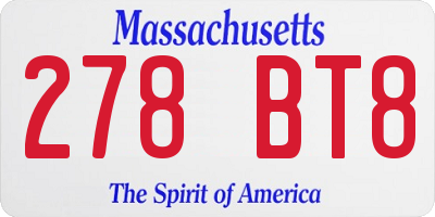 MA license plate 278BT8