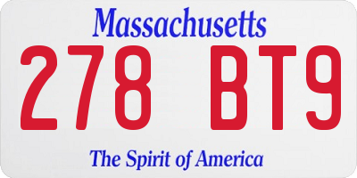 MA license plate 278BT9