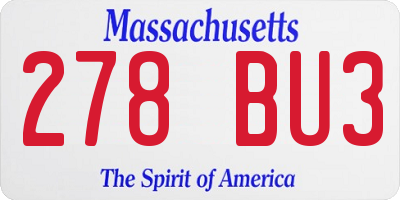 MA license plate 278BU3