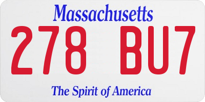 MA license plate 278BU7