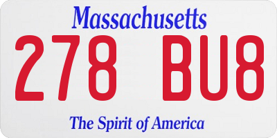MA license plate 278BU8