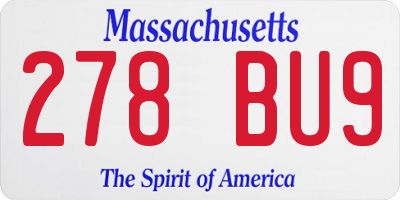 MA license plate 278BU9