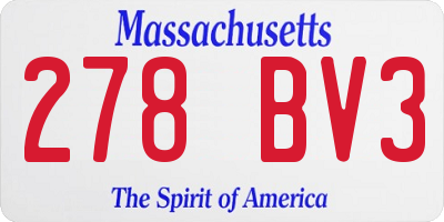 MA license plate 278BV3