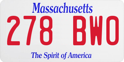 MA license plate 278BW0