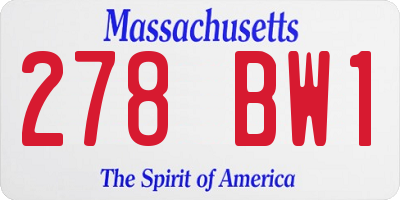 MA license plate 278BW1
