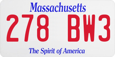 MA license plate 278BW3