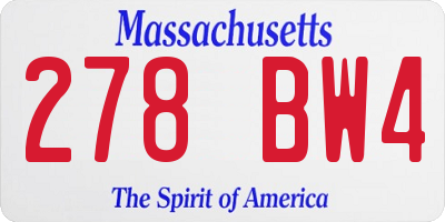 MA license plate 278BW4