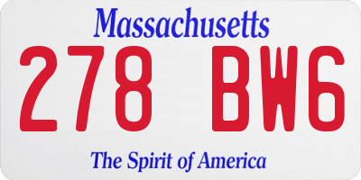 MA license plate 278BW6