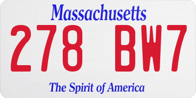 MA license plate 278BW7