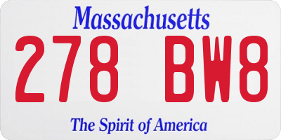 MA license plate 278BW8