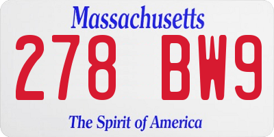 MA license plate 278BW9