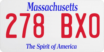 MA license plate 278BX0