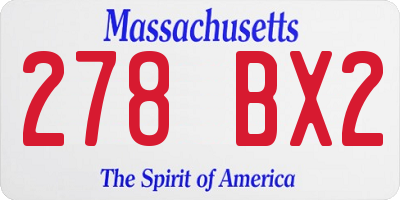 MA license plate 278BX2