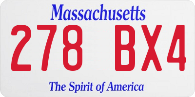 MA license plate 278BX4