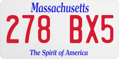 MA license plate 278BX5