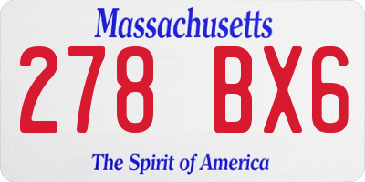 MA license plate 278BX6