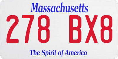 MA license plate 278BX8
