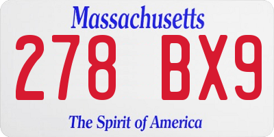 MA license plate 278BX9