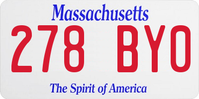 MA license plate 278BY0