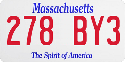 MA license plate 278BY3