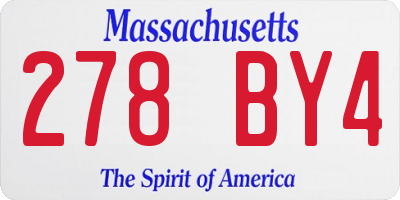 MA license plate 278BY4
