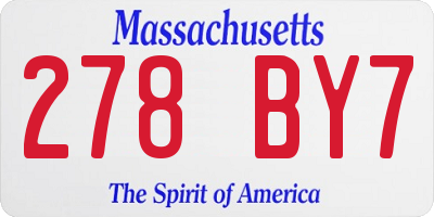 MA license plate 278BY7