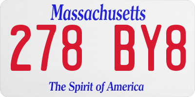 MA license plate 278BY8