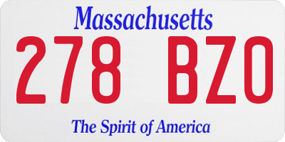 MA license plate 278BZ0