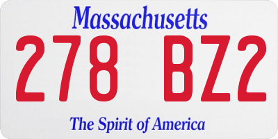 MA license plate 278BZ2