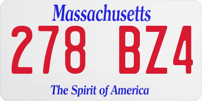 MA license plate 278BZ4