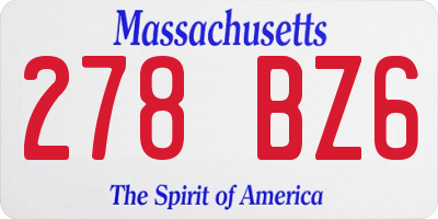 MA license plate 278BZ6