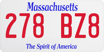 MA license plate 278BZ8