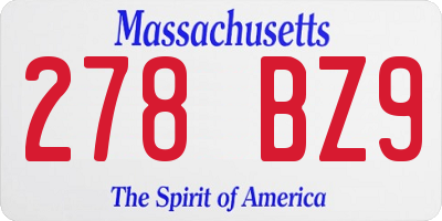 MA license plate 278BZ9