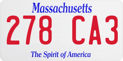 MA license plate 278CA3