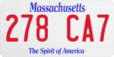 MA license plate 278CA7