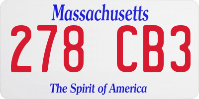 MA license plate 278CB3