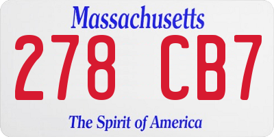 MA license plate 278CB7