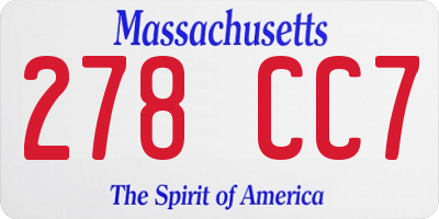 MA license plate 278CC7