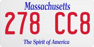 MA license plate 278CC8