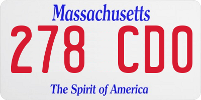 MA license plate 278CD0