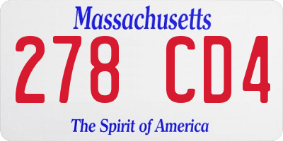 MA license plate 278CD4