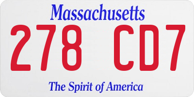 MA license plate 278CD7
