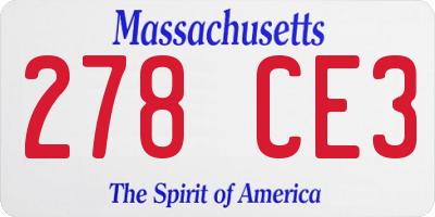 MA license plate 278CE3