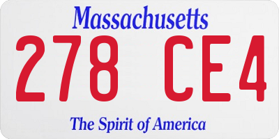 MA license plate 278CE4
