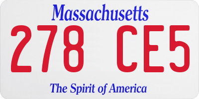 MA license plate 278CE5