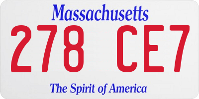 MA license plate 278CE7