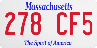 MA license plate 278CF5
