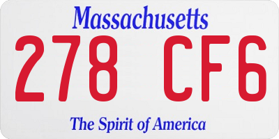 MA license plate 278CF6